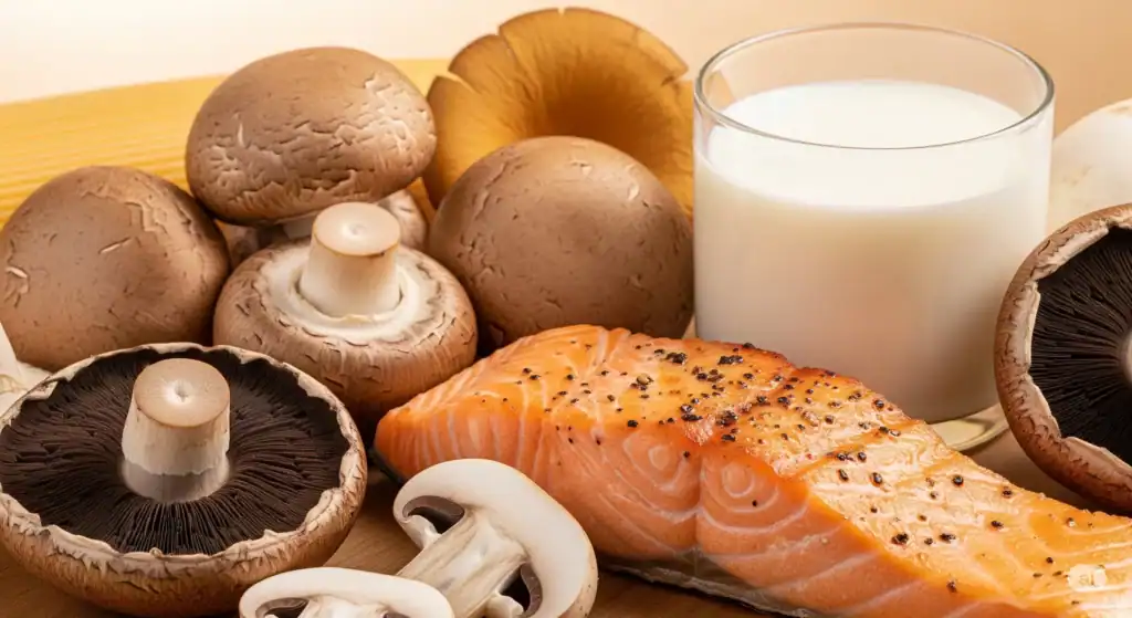 비타민D 결핍에 좋은 음식 비타민D 결핍에 좋은 음식-비타민D가 풍부한 음식들 (연어, 버섯, 우유 등)