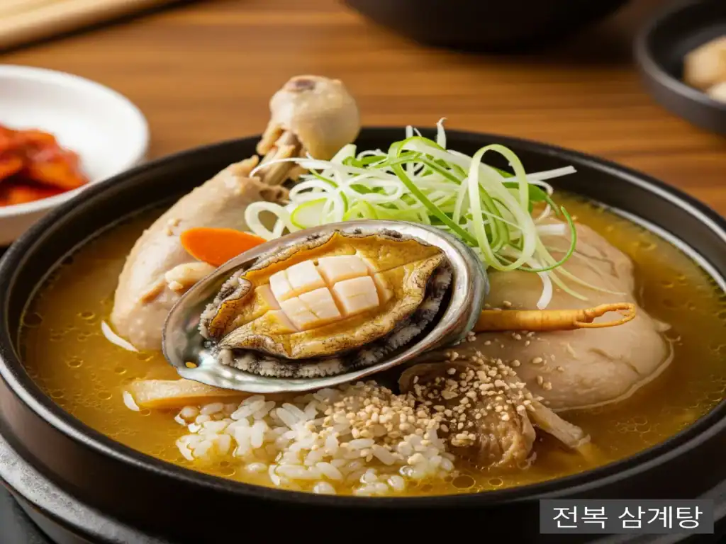 복날 보양식(영양식)-전복 삼계탕 복날 보양식(영양식)-뚝배기에 전복이 들어간 전복 삼계탕