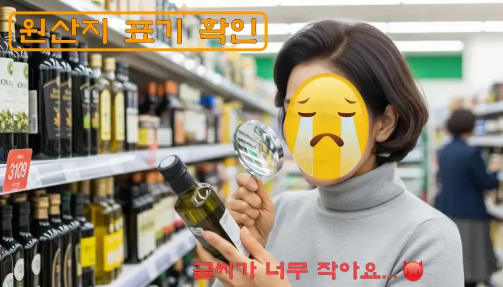 마트 판매제품 원산지 표기 확인 마트 판매제품 원산지 표기 확인-마트에서 제품의 원산지 확인위해 돋보기로 보는 주부. 표기한 글씨가 너무 작아서 ...