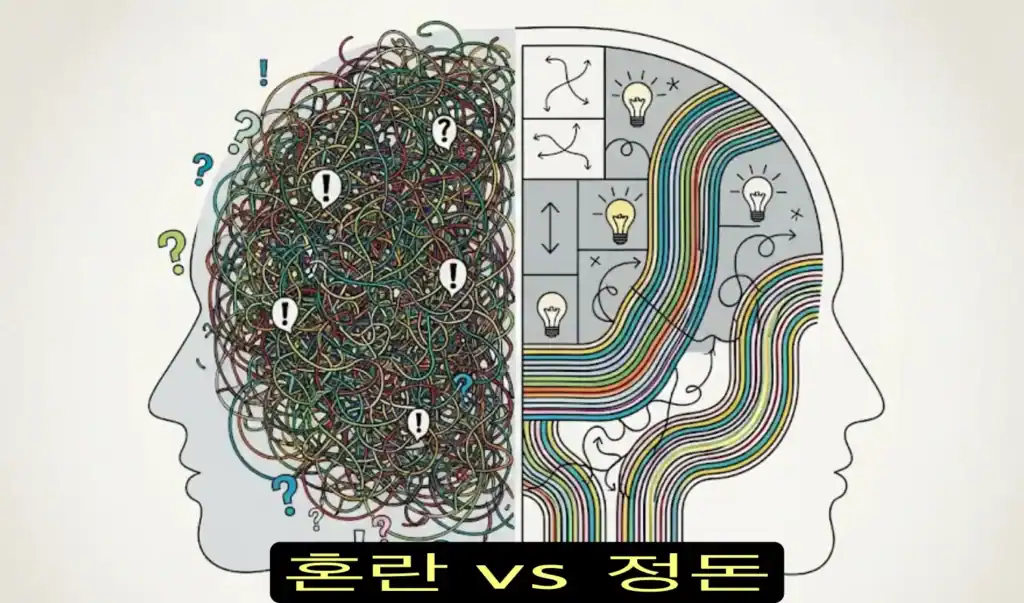 무기력과 우울증 vs 정상적인 사고 무기력과 우울증 vs 정상적인 사고의 비교 이미지.
