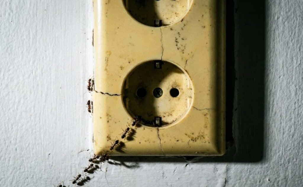 집개미 퇴치 방법-빌라 계단옆 콘세트의 빈 공간을 이용하여 줄지어 다니는 개미군단