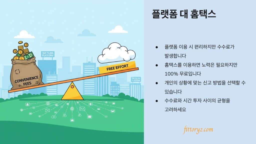 환급금 수수료 플랫폼대 홈택스 슬라이드 비교 이미지