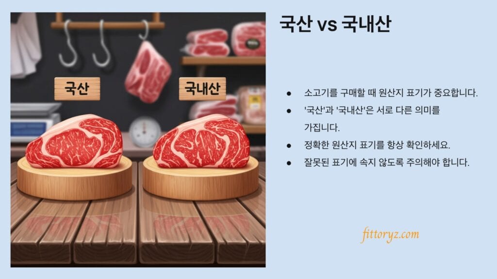 고기류를 구매할때 국산과 국내산은 서로 다른 의미를 가집니다.-슬라이드 이미지
