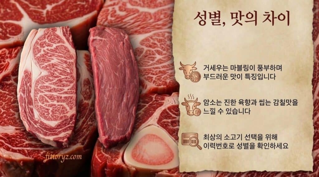 한우 등급, 한우의 성별과 맛의 차이-슬라이드 이미지