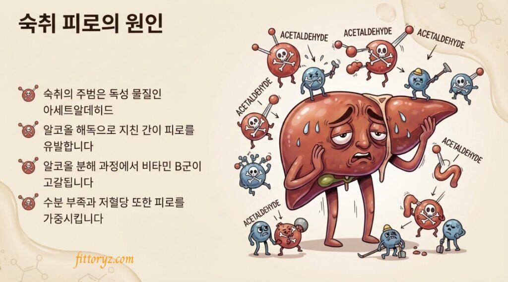 간 건강 영양제 추천: 숙취 피로의 원인 - 슬라이드 이미지