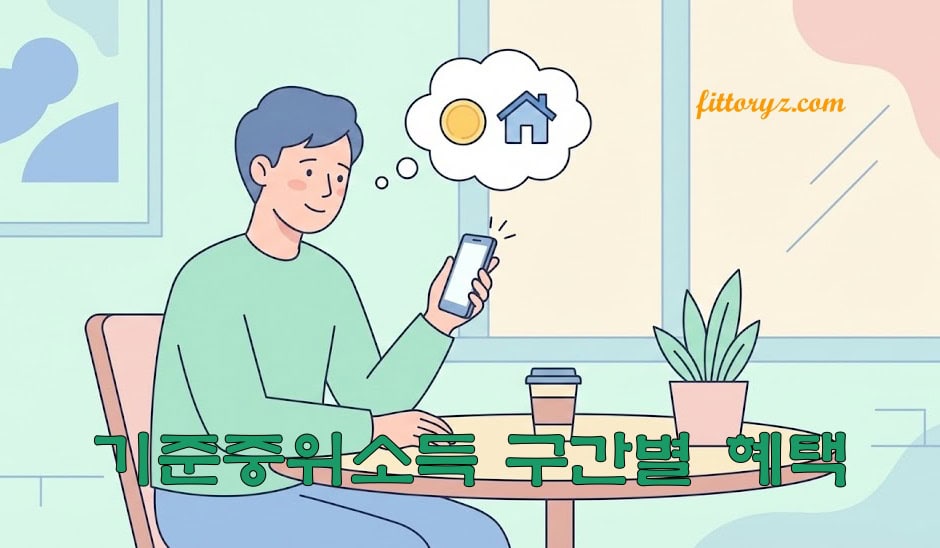 기준중위소득 구간별 혜택 벡터 이미지