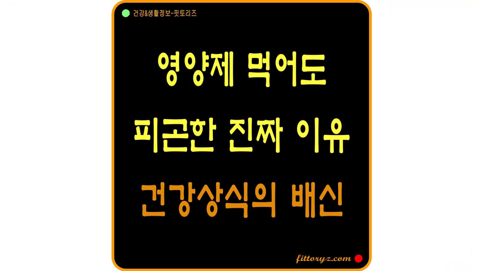 만성 피로 영양제 먹어도 피곤한 진짜이유-건강 상식의 배신