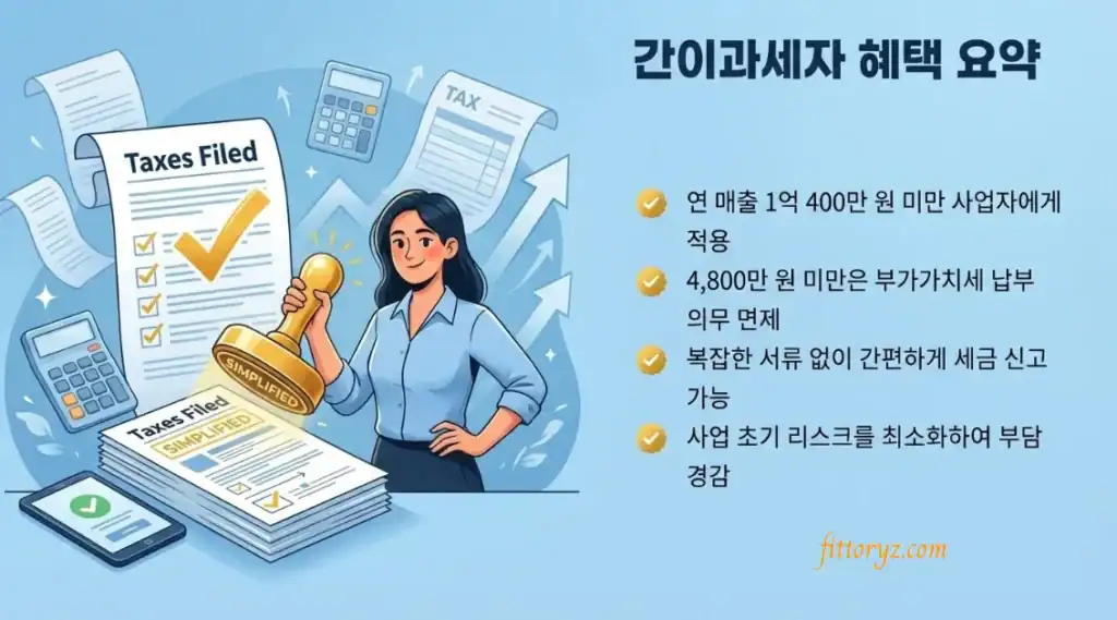 간이과세사업자 혜택 요약(슬라이드 이미지)