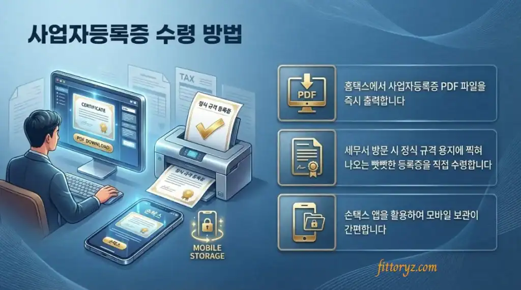 사업자등록증 수령 방법(슬라이드 이미지)
