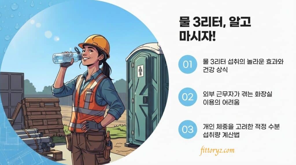 하루 물 3리터 섭취의 효능과 실제 부작용을 비교한 요약 슬라이드