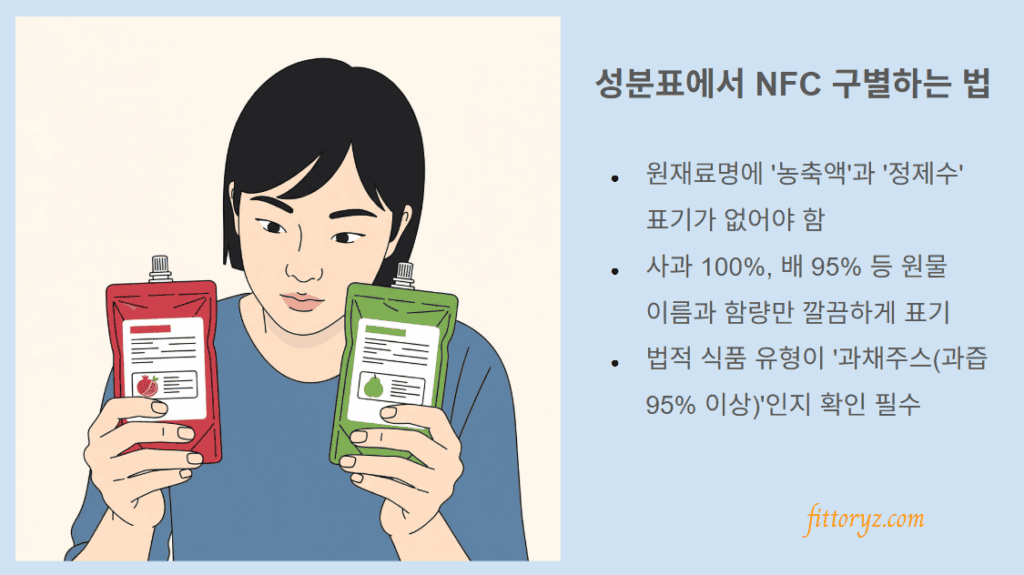 성분표에서 농축액과 NFC 구별하는 방법