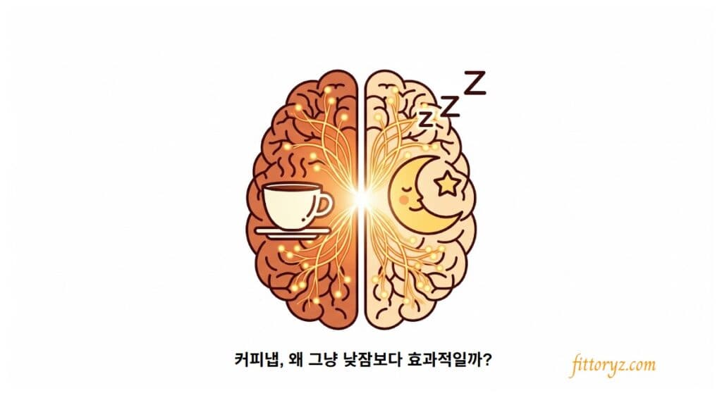 커피냅, 왜 그냥 낮잠보다 효과적일까[벡터 슬라이드 이미지]