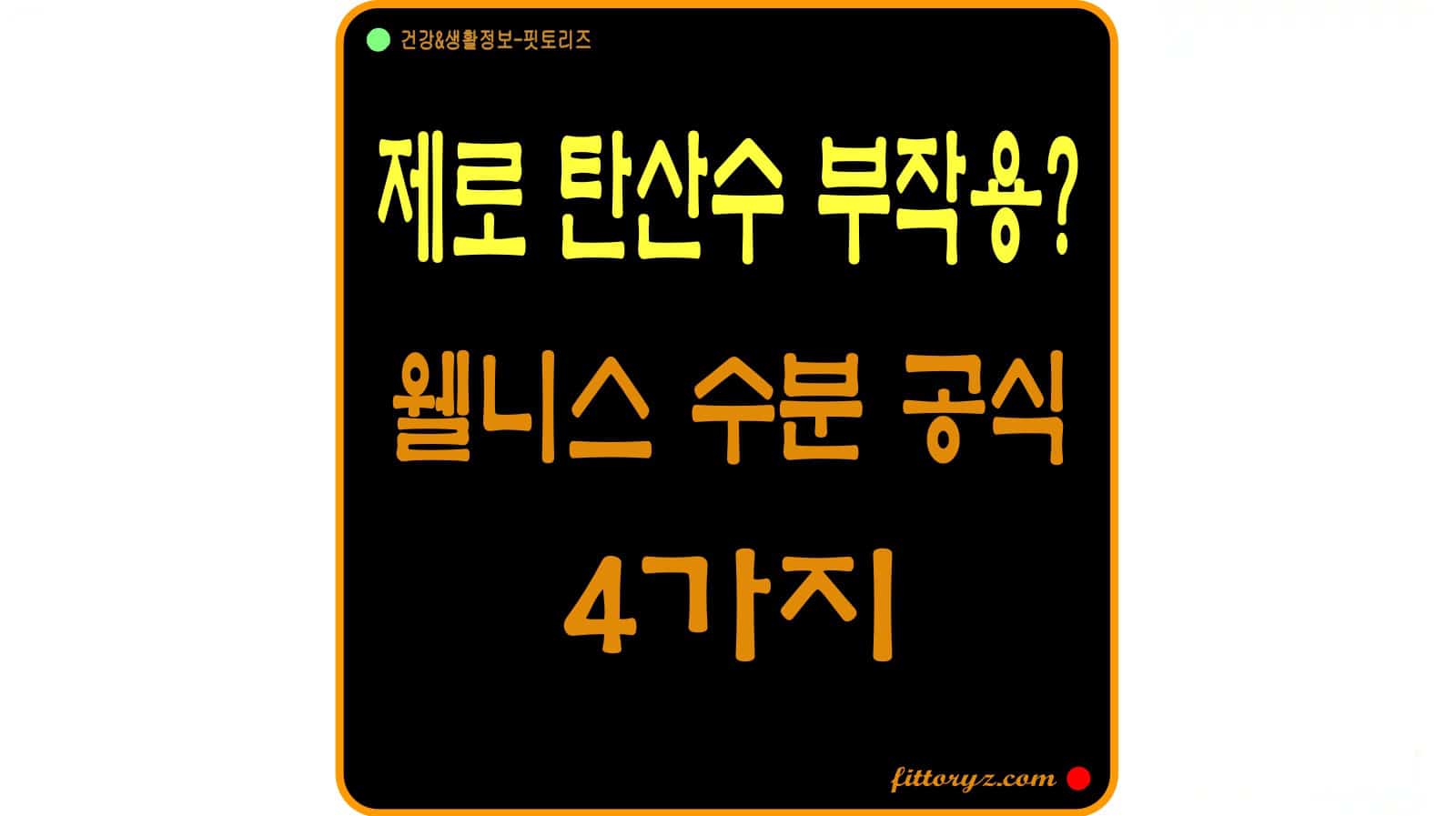 제로 탄산수 부작용? 웰니스 수분 공식 3가지 정리