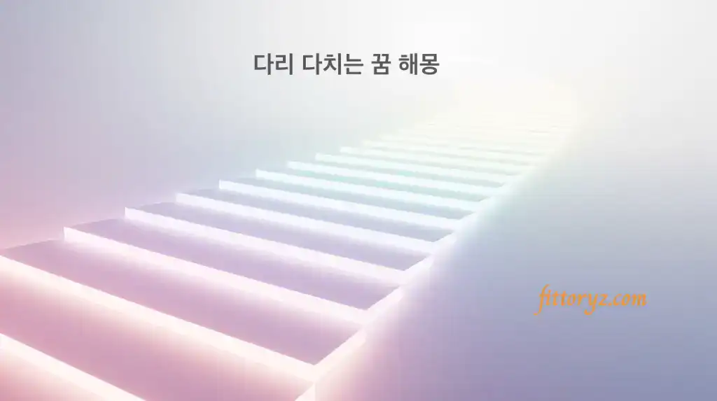 다리 다치는 꿈해몽: 불빛이 반짝이는 계단, 꿈을 표현하기 위한 몽환적인 느낌의 슬라이드 이미지